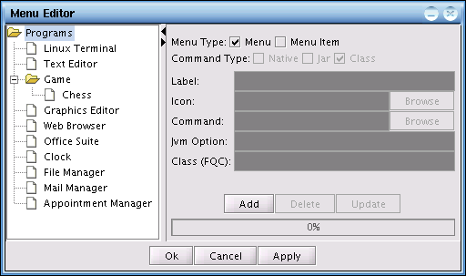 Selecting Programs menu screenshot.